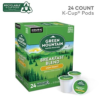 Green Mountain Breakfast Blend Coffee, Keurig® K-Cup® Pods, Light Roast, 24/Box (6520)