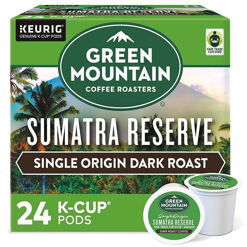 Green Mountain Sumatra Reserve Coffee, Dark Roast, 0.40 oz. Keurig® K-Cup® Pods, 24/Box (4060) image 1