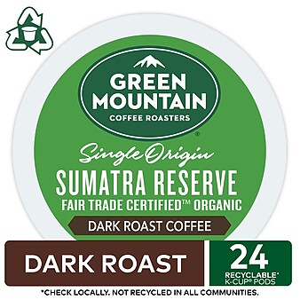 Green Mountain Sumatra Reserve Coffee, Keurig® K-Cup® Pods, Dark Roast, 24/Box (4060)