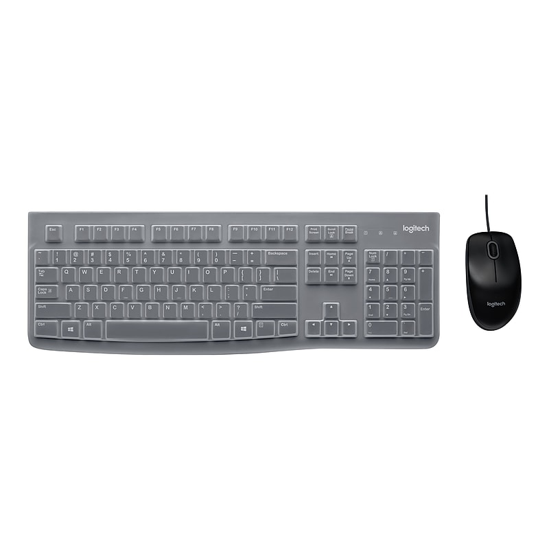 Logitech MK120 Desktop Combo with Protective Keyboard Cover and Mouse, Black (920-010020) image 1