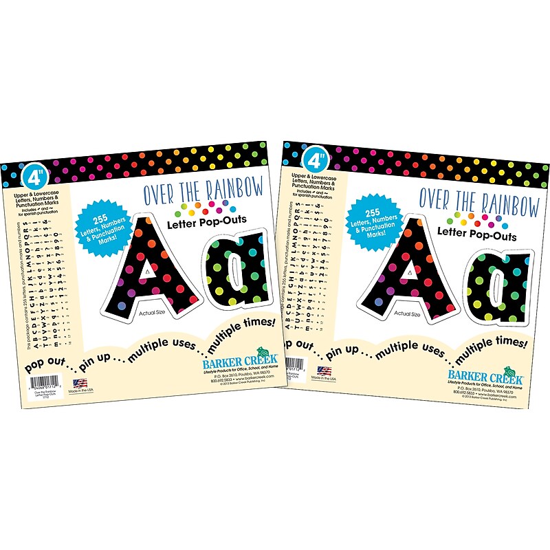 Barker Creek Over the Rainbow  4" Letters and Numbers, Multicolored, 510/Pack (BC3636) image 1