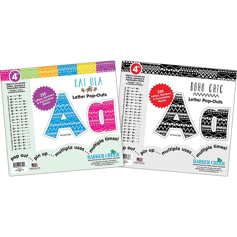 Barker Creek Bohemian & Kai Ola  4" Letters and Numbers, Multicolored, 510/Pack (BC3859) image 1