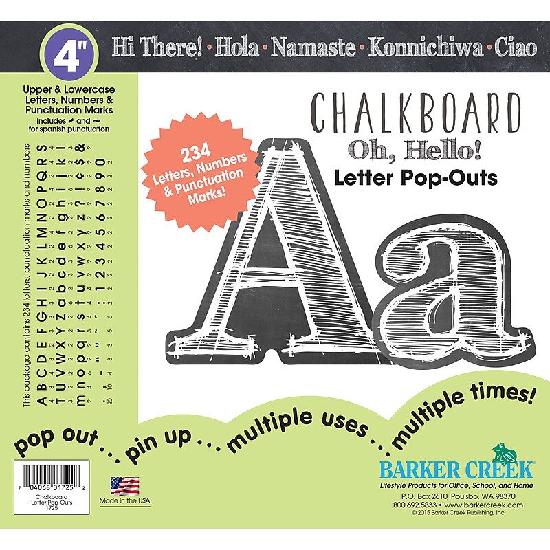 Barker Creek Chalkboard  4" Letters and Numbers, Multicolored, 234/Pack (LL1725) image 1