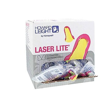 Howard Leight Laser Lite Uncorded Earplugs, Magenta/Yellow, 200/Box (LL-1)