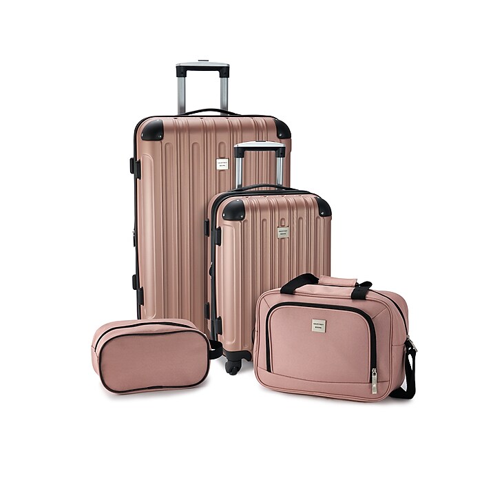 Geoffrey Beene 4-Piece Hardside Spinner Luggage Set, Pink (GB316-4