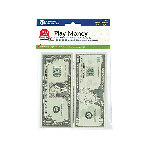 learning resources play money smart pack green 100 pack ler 3670 staples