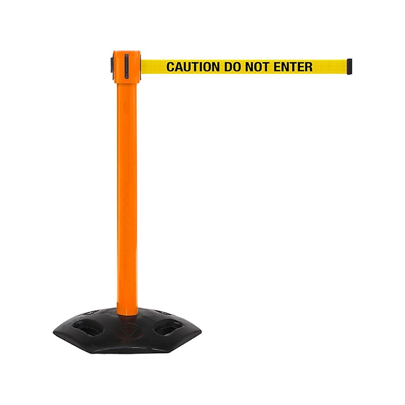 Queue Solutions WeatherMaster 335 2" Nylon Crowd Control Belt Barrier, Orange/Yellow (WMR335O-YBC350) image 1