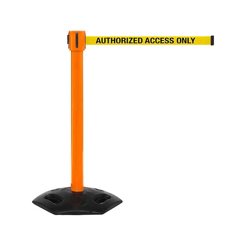 Queue Solutions WeatherMaster 335 2" Nylon Crowd Control Belt Barrier, Orange/Yellow (WMR335O-YBA350) image 1