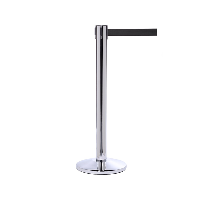 Queue Solutions QueuePro 300 2" Nylon Crowd Control Belt Barrier, Silver/Black (PRO300PS-BK160) image 1