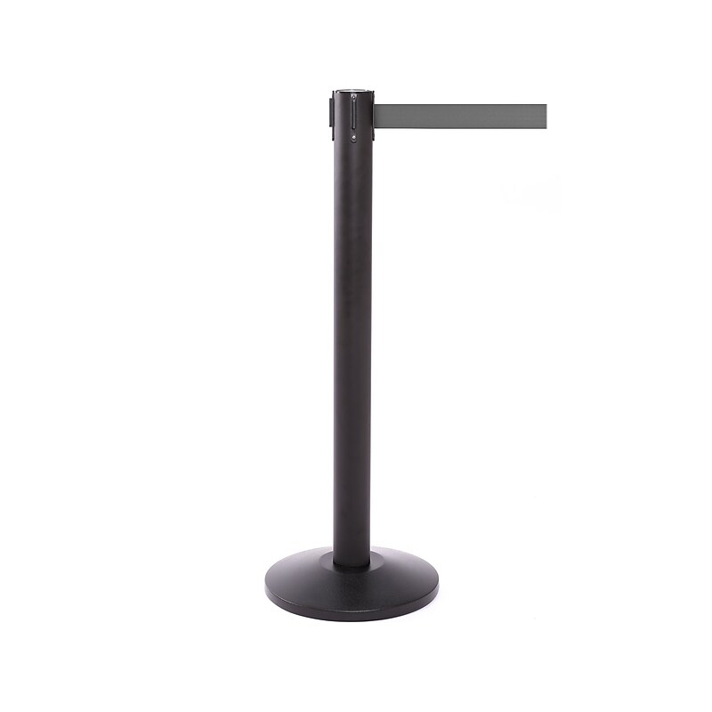 Queue Solutions QueuePro 300 2" Nylon Crowd Control Belt Barrier, Black/Gray (PRO300B-GY160) image 1