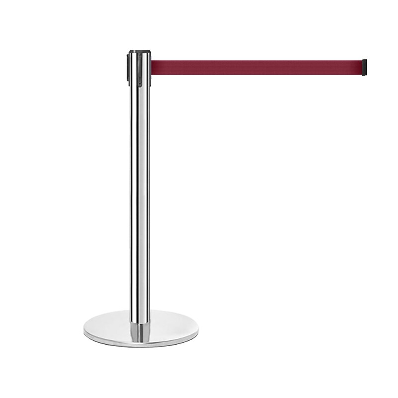 Queue Solutions QueuePro 300 2" Nylon Crowd Control Belt Barrier, Silver/Maroon (PRO300PS-MN160) image 1
