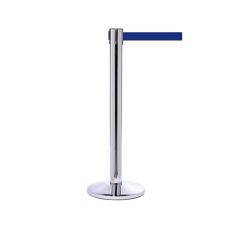 Queue Solutions QueuePro 300 2" Nylon Crowd Control Belt Barrier, Silver/Blue (PRO300PS-BL160) image 1