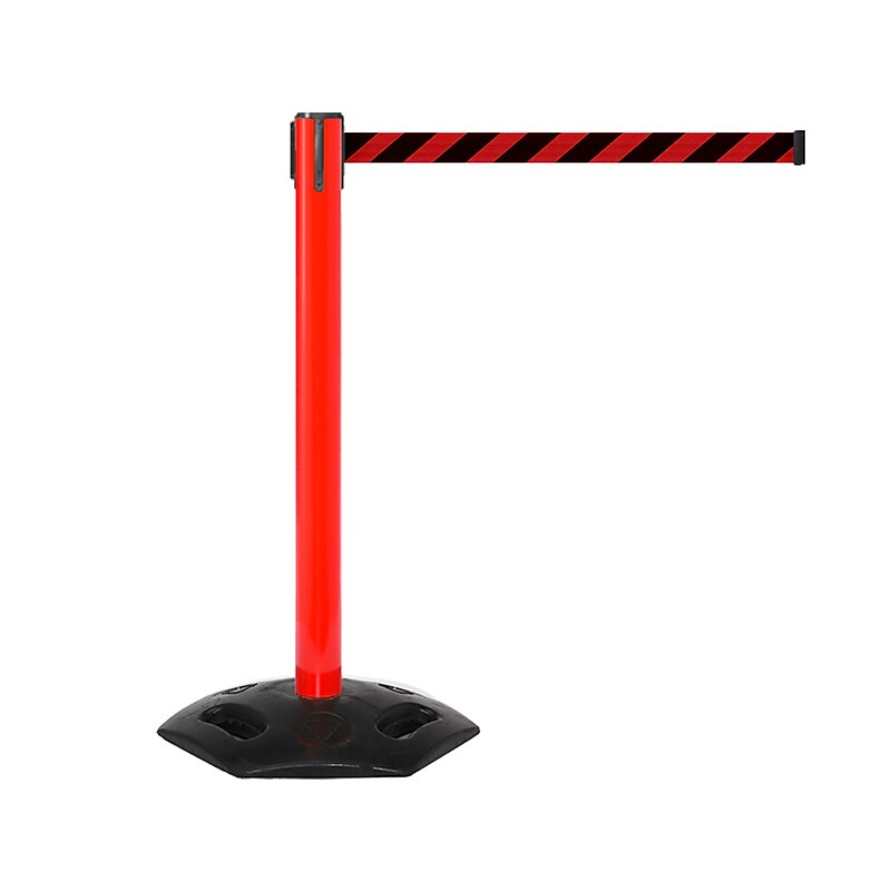 Queue Solutions WeatherMaster 300 2" Nylon Crowd Control Belt Barrier, Red/Black (WMR300R-RB160) image 1