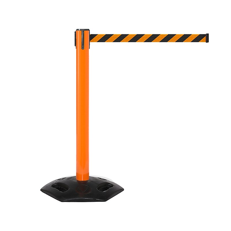 Queue Solutions WeatherMaster 300 2" Nylon Crowd Control Belt Barrier, Orange/Black (WMR300O-OB160) image 1