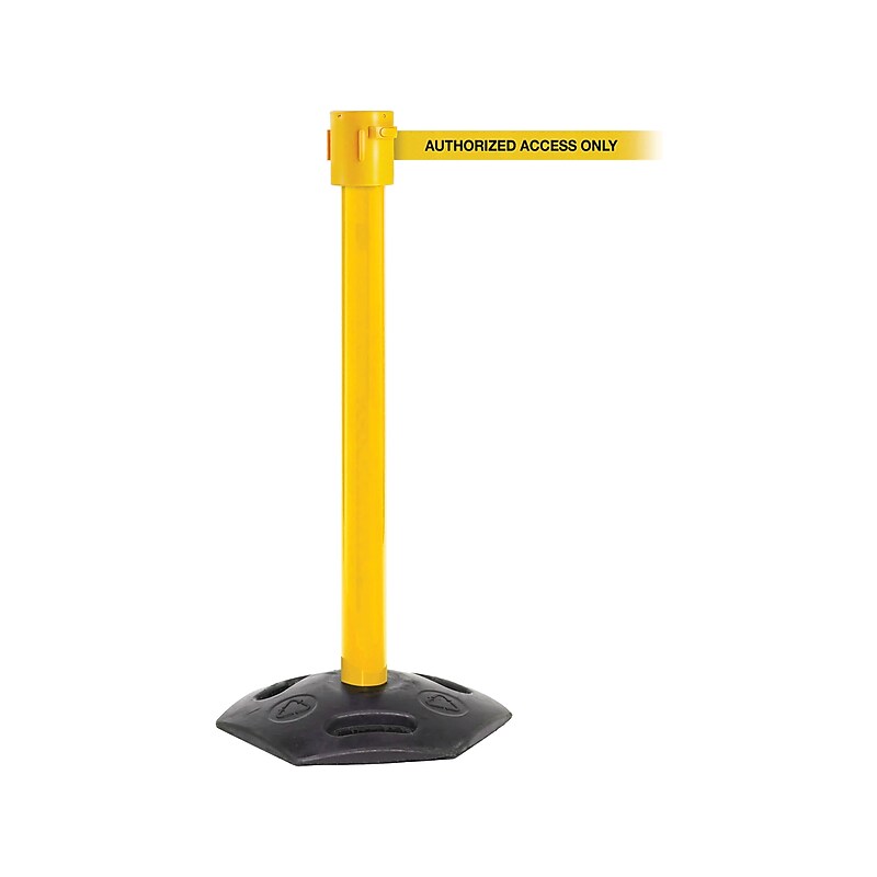 Queue Solutions WeatherMaster 335 2" Nylon Crowd Control Belt Barrier, Yellow (WMR335Y-YBA350) image 1
