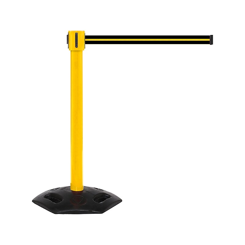 Queue Solutions WeatherMaster 335 2" Nylon Crowd Control Belt Barrier, Black/Yellow (WMR335Y-BYW160) image 1