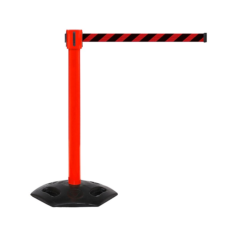 Queue Solutions WeatherMaster 335 2" Nylon Crowd Control Belt Barrier, Red/Black (WMR335R-RB350) image 1