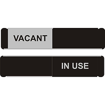 SECO Door Sign "Vacant/In Use" 10"W x 2"H Aluminum, Black and White (OF138-255X52)