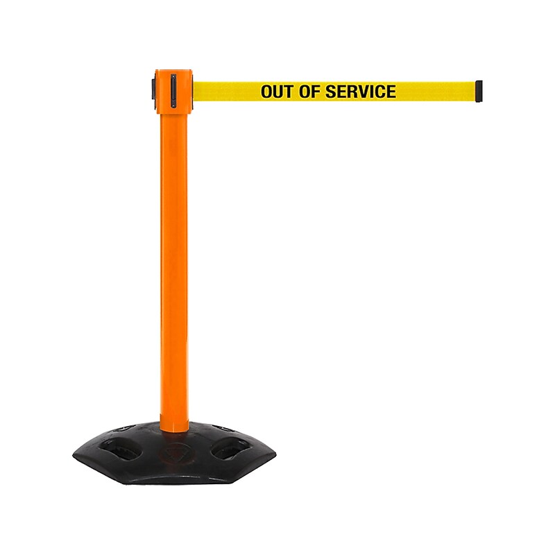 Queue Solutions WeatherMaster 335 2" Nylon Crowd Control Belt Barrier, Orange/Yellow (WMR335O-YBO350) image 1