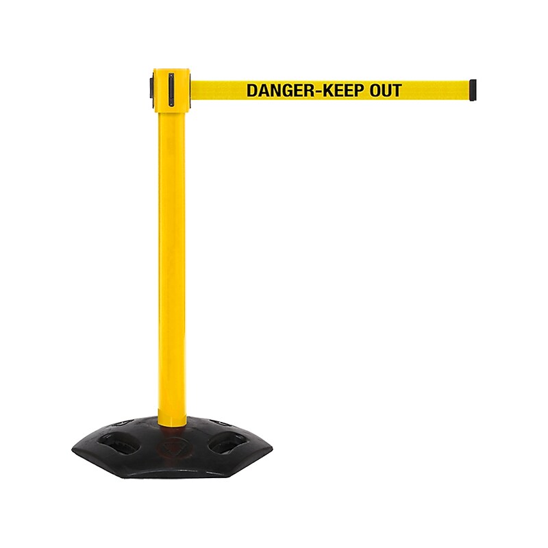 Queue Solutions WeatherMaster 335 2" Nylon Crowd Control Belt Barrier, Yellow (WMR335Y-YBD350) image 1