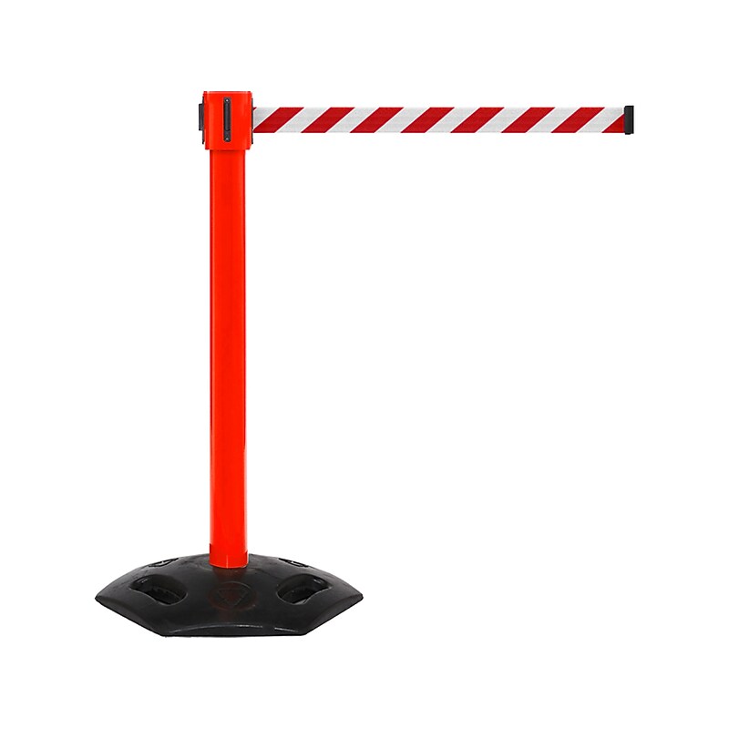 Queue Solutions WeatherMaster 335 2" Nylon Crowd Control Belt Barrier, Red/White (WMR335R-RW350) image 1