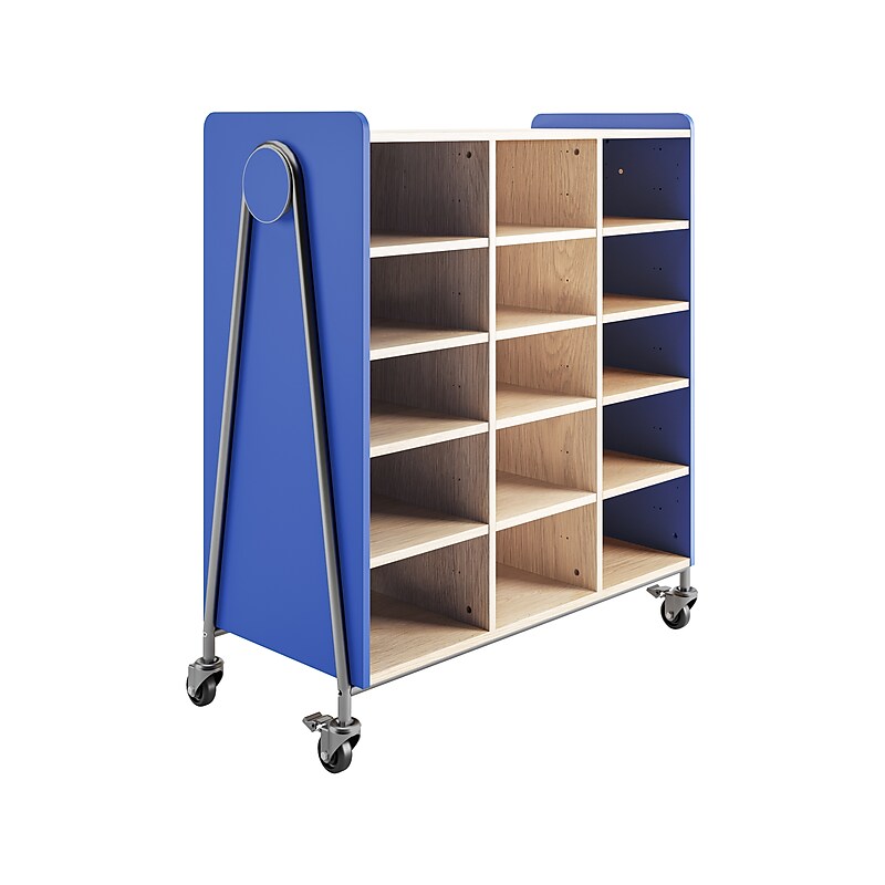 Safco Whiffle Typical 11 Mobile Cubbies, 48"H x 43.25"W x 19.75"D, Spectrum Blue Wood (3931SBU) image 1