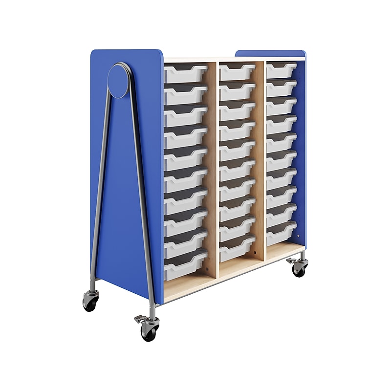 Safco Whiffle Typical 10 Mobile Storage Unit & Center, 48"H x 43.25"W x 19.75"D, Spectrum Blue Wood (3930SBU) image 1