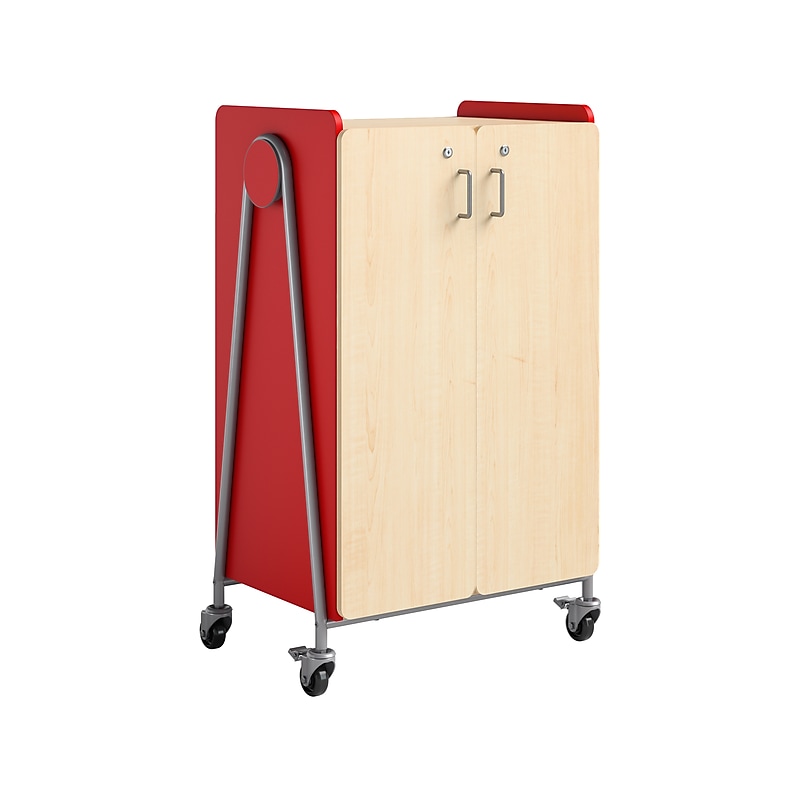 Safco Whiffle Typical 14 Mobile Storage Cabinet, 48"H x 30"W x 19.75"D, Red Wood (3934RED) image 1