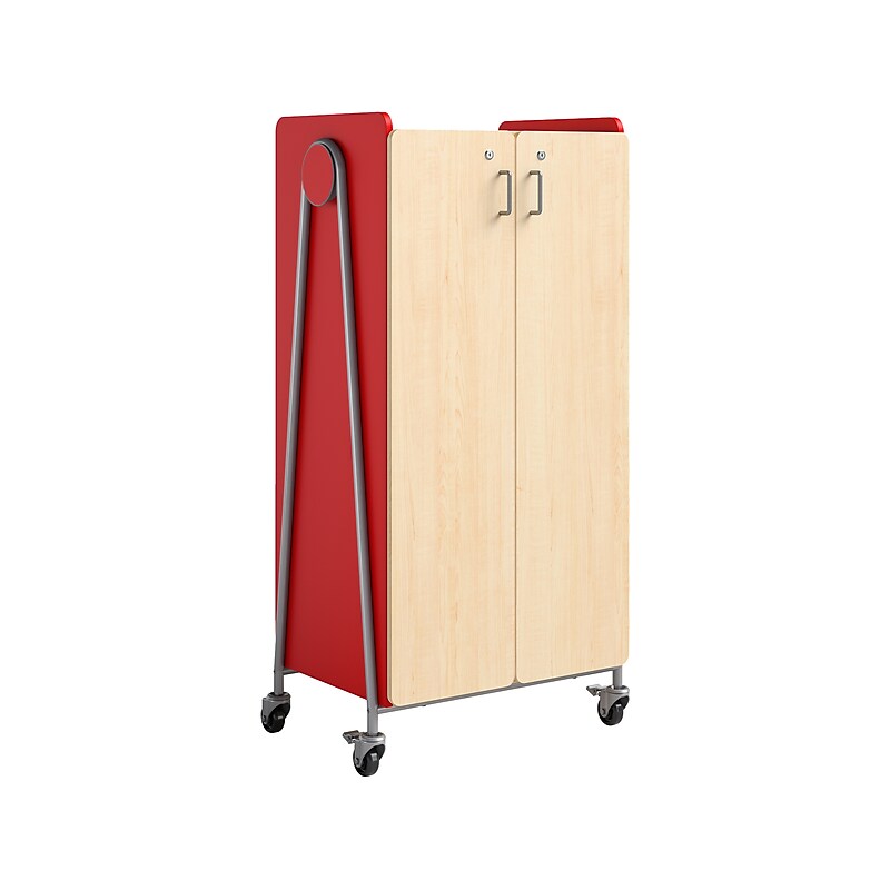 Safco Whiffle Typical 15 Mobile Storage Cabinet, 60"H x 30"W x 19.75"D, Red Mixed Materials (3935RED) image 1