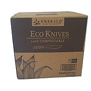 Emerald Plant to Plastic PLA Knife, Heavy-Weight, White, 100 Pieces/Sleeve, 5 Sleeves/Box (EMRKNIFEC)