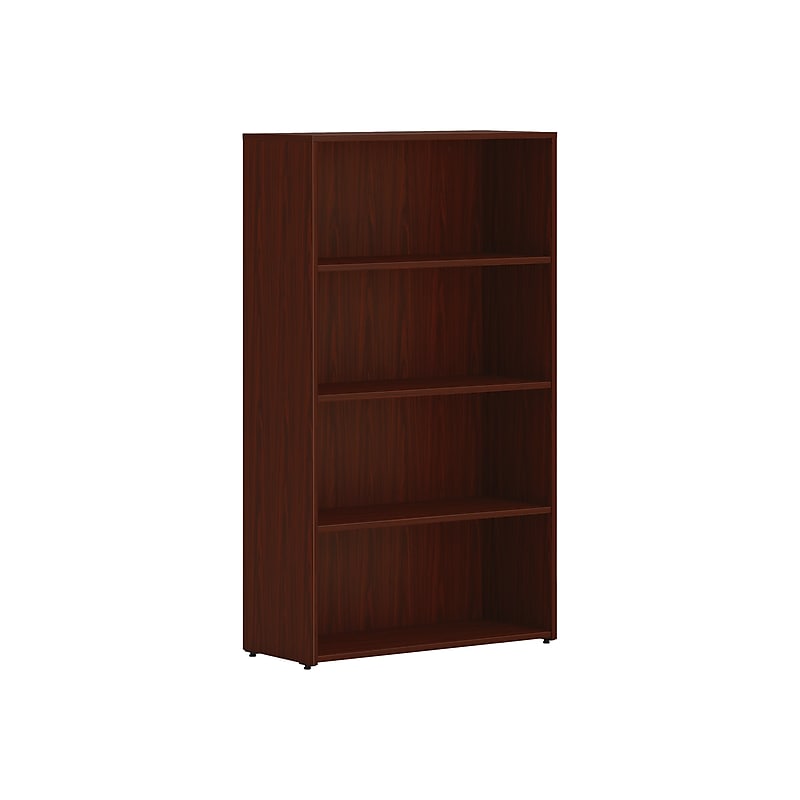 HON Mod 4-Shelf 53"H Bookcase, Traditional Mahogany (HLPLBC3013B4.LTM1) image 1