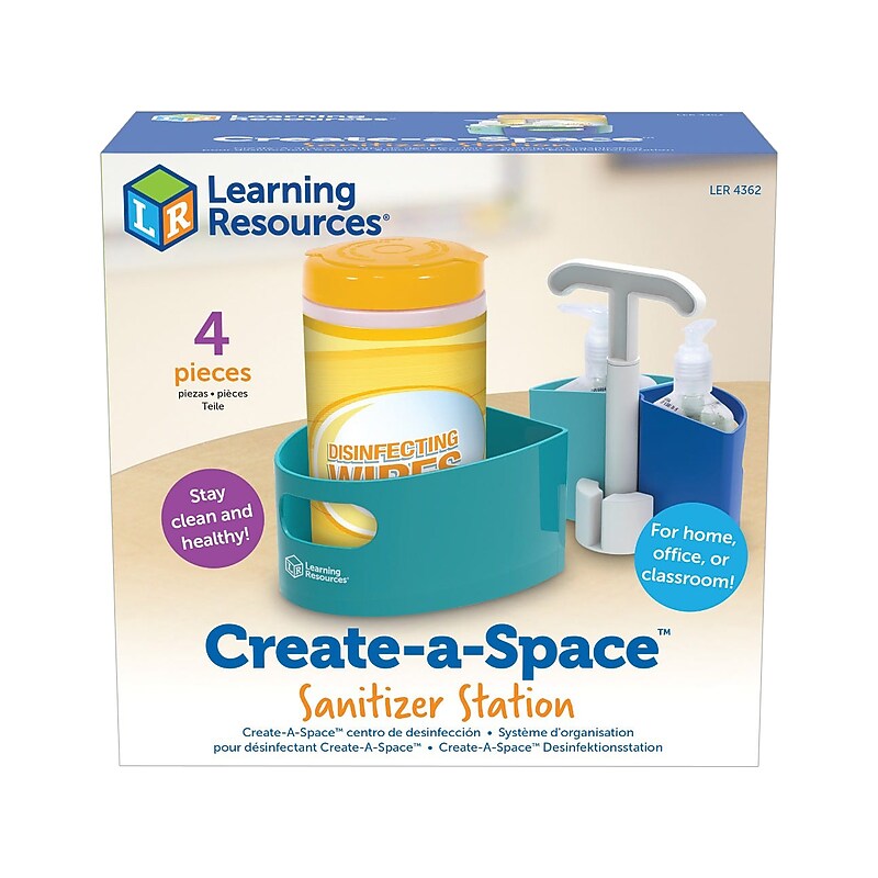 Learning Resources Create-A-Space 3.7" x 5.85" Plastic Sanitizer Station, Turquoise/Blue/White (LER4362) image 1