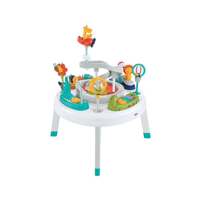 Fisher-Price 2-in-1 Sit-to-Stand Activity Center Spin 'n Play, Safari  (FFJ01) image 1