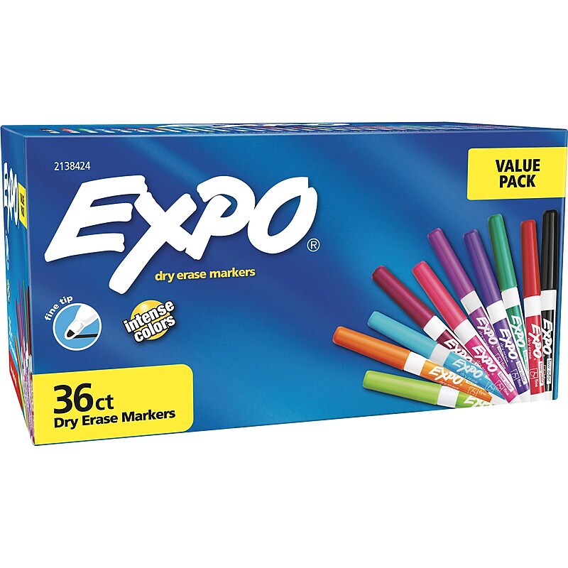 Expo Dry Erase Markers, Fine Tip, Assorted, 36/Pack (2138424) image 1