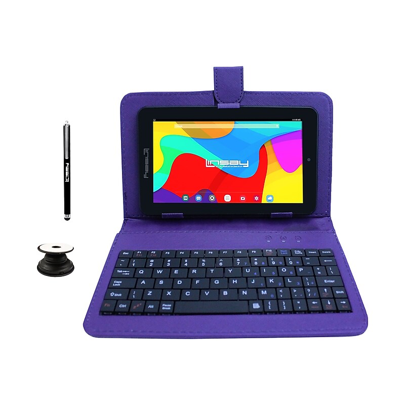 Linsay 7" Tablet, WiFi, 2GB RAM, 32GB Storage, Android 12, Black/Purple (F7UHDBKPURPLEP) image 1