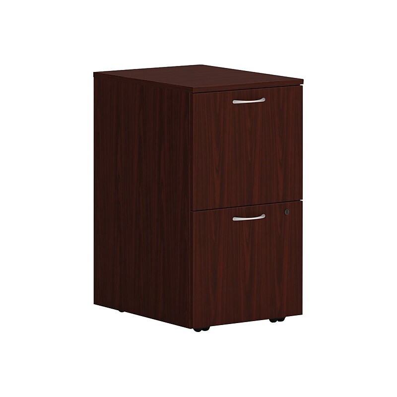 HON Mod 2-Drawer Vertical File Cabinet, Mobile Pedestal, Letter/Legal, Traditional Mahogany, 20" (HLPLPMFF.LTM1) image 1