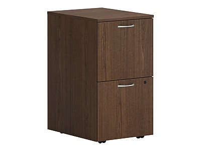 HON Mod 2-Drawer Mobile Vertical File Cabinet, Letter/Legal Size, Lockable, 28"H x 15"W x 20"D, Sepia Walnut (HONPLPMFFLE1)