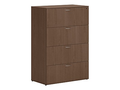 HON Mod 4-Drawer Lateral File Cabinet, Locking, Letter/Legal, Sepia Walnut, 36" (HLPLLF3620L4.LSE1)