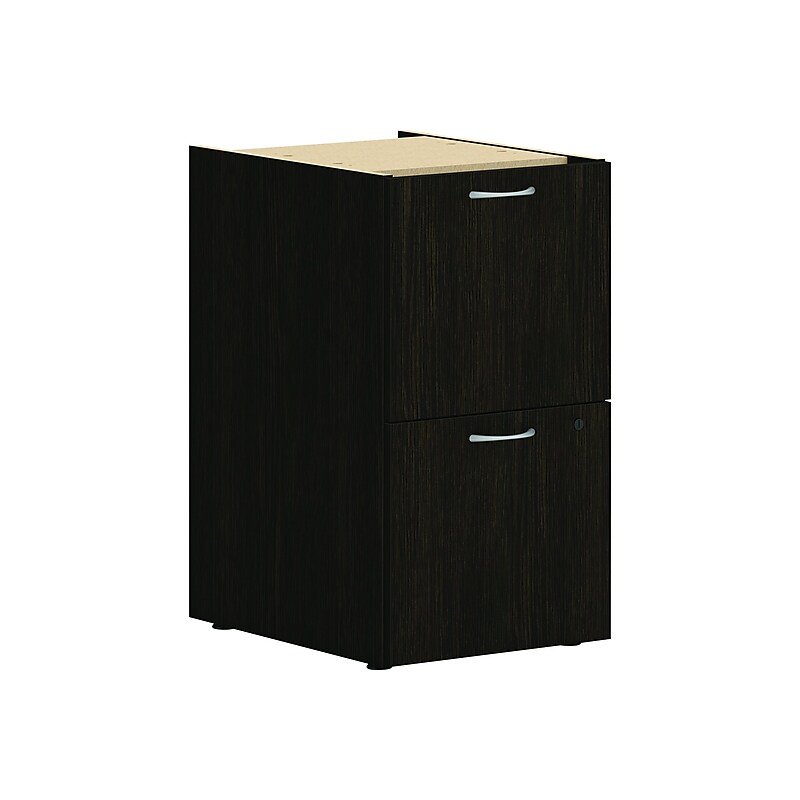 HON Mod 2-Drawer Vertical File Cabinet, Support Pedestal, Letter/Legal, Java Oak, 20" (HLPLPSFF.LJA1) image 1