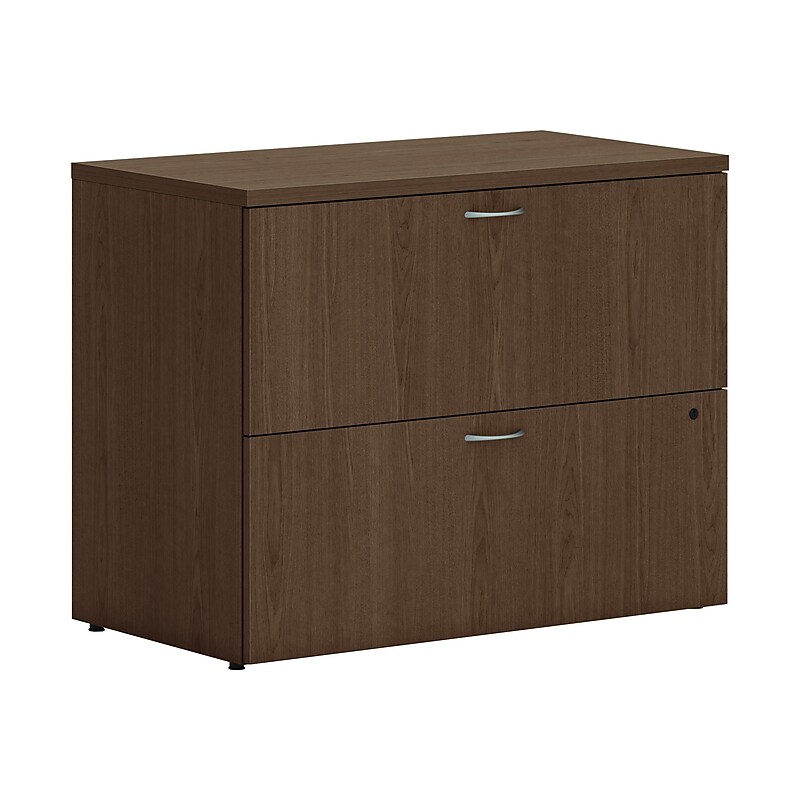 HON Mod 2-Drawer Lateral File Cabinet, Letter/Legal Size, Lockable, 29"H x 36"W x 20"D, Sepia Walnut (HLPLLF3620L2.LSE1) image 1