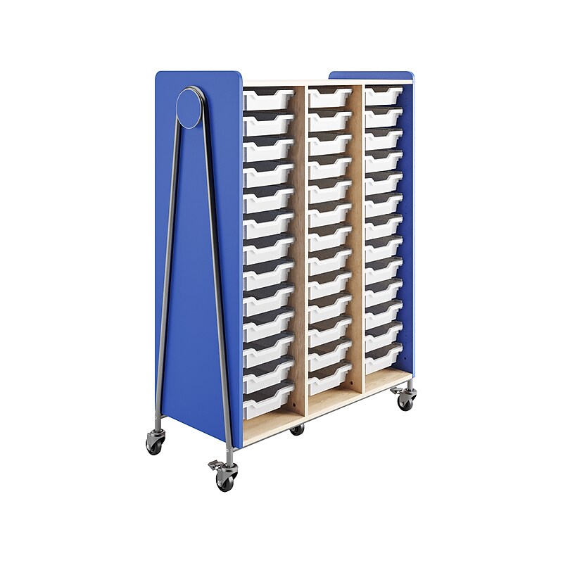 Safco Whiffle Typical 12 Mobile Storage Unit & Center, 60"H x 43.25"W x 19.75"D, Spectrum Blue Wood (3932SBU) image 1