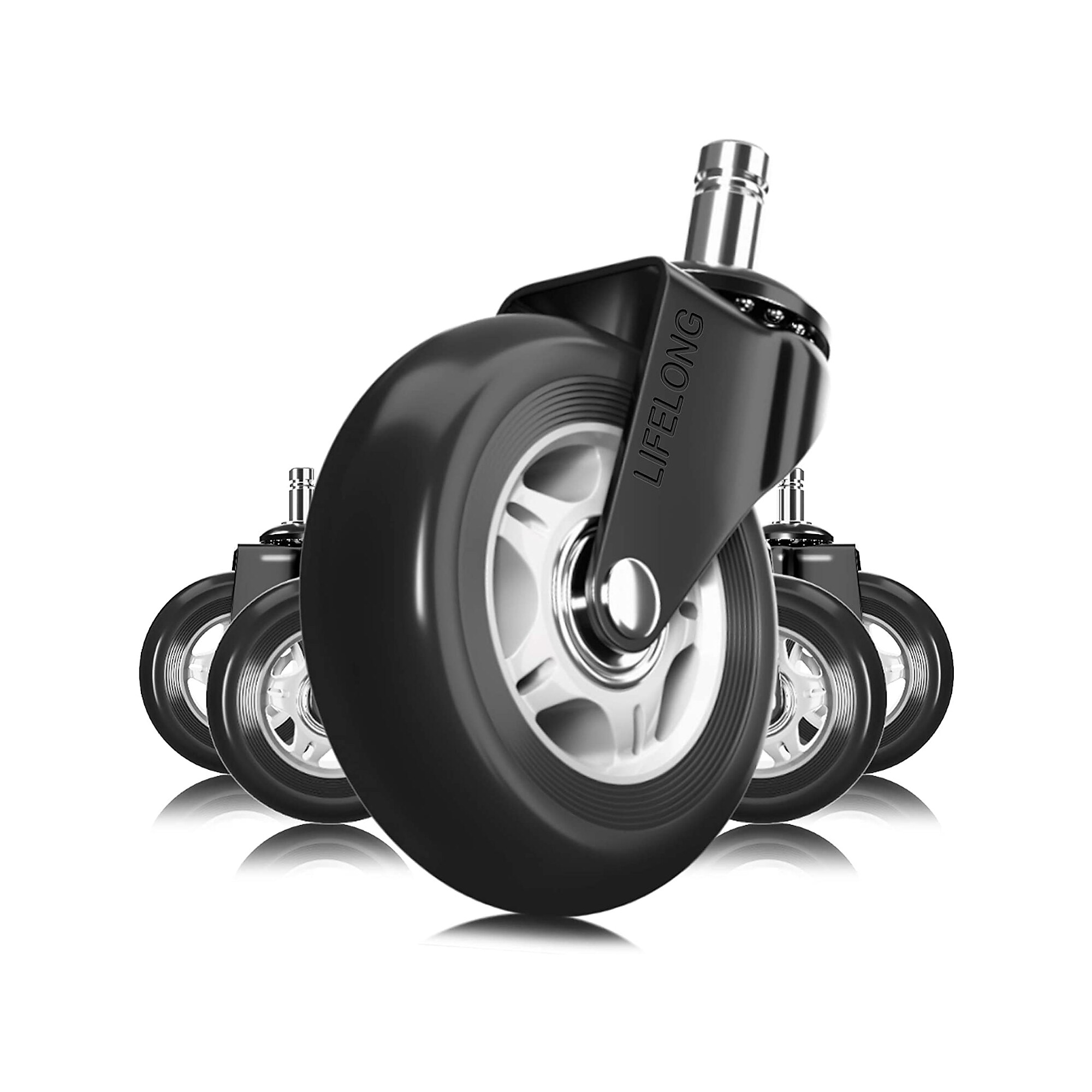 Lifelong Wheels Rollerblade Style Office Chair Casters Replacement Chair Wheels, Black/Gray (BL2375) Sansujyuku sansujyuku.com