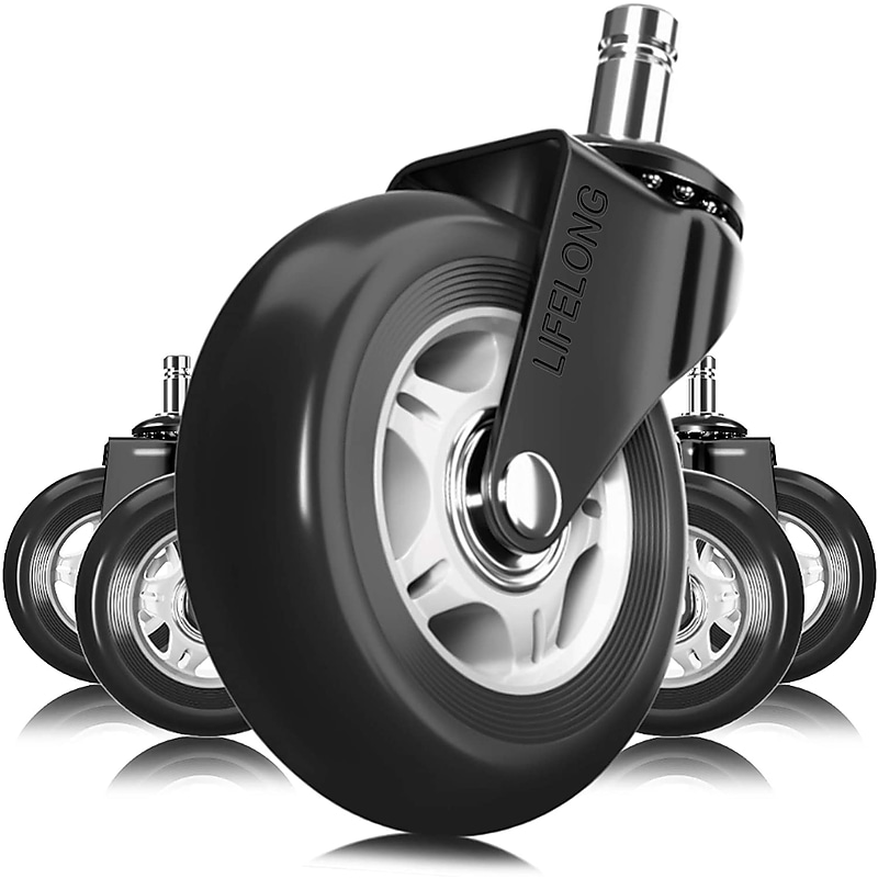 Lifelong Wheels Rollerblade Style Office Chair Casters Replacement Chair Wheels, Black/Gray (BL2375) image 1