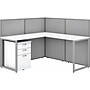Bush Business Furniture Easy Office 45"H x 60"W L-Shaped Cubicle Panel Workstation, Pure White/Silver Gray (EOD360SWH-03K)~#|#~sp123233012_sc7