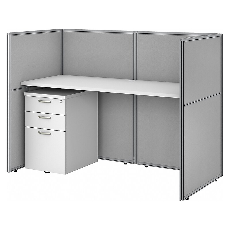 Bush Business Furniture Easy Office 45"H x 61"W Cubicle Panel Workstation, Pure White/Silver Gray (EOD260SWH-03K) image 1