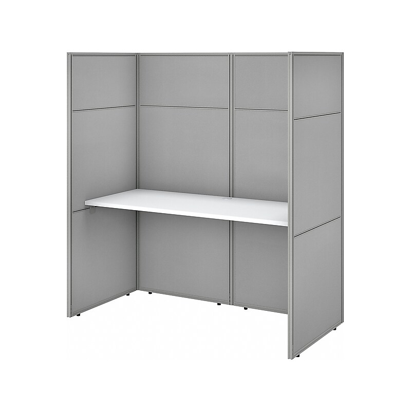 Bush Business Furniture Easy Office 66"H x 61"W Cubicle Panel Workstation, Pure White/Silver Gray (EODH260WH-03K) image 1