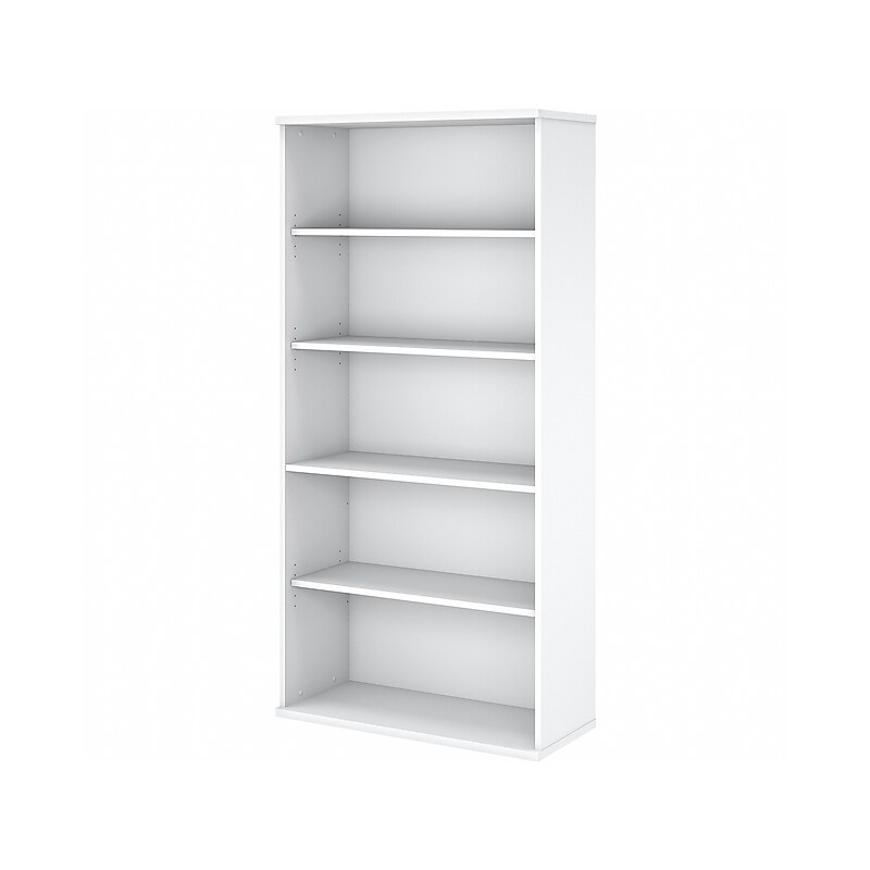 Bush Business Furniture Easy Office 73" 5-Shelf Bookcase with Adjustable Shelves, White Laminated Wood (EO105WH) image 1