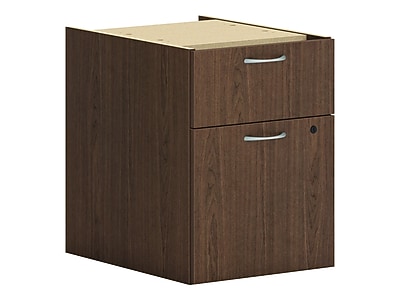 HON Mod 2-Drawer Mobile Vertical File Cabinet, Letter/Legal Size, Lockable, 20"H x 15"W x 20"D, Sepia Walnut (HONPLPHBFLE1)