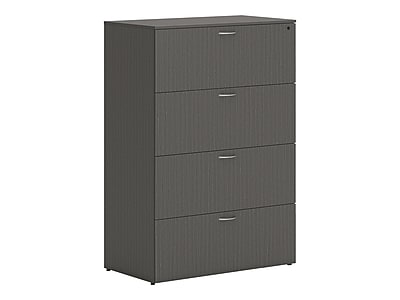 HON Mod 4-Drawer Lateral File Cabinet, Locking, Letter/Legal, Slate Teak, 36" (HLPLLF3620L4.LSL1)
