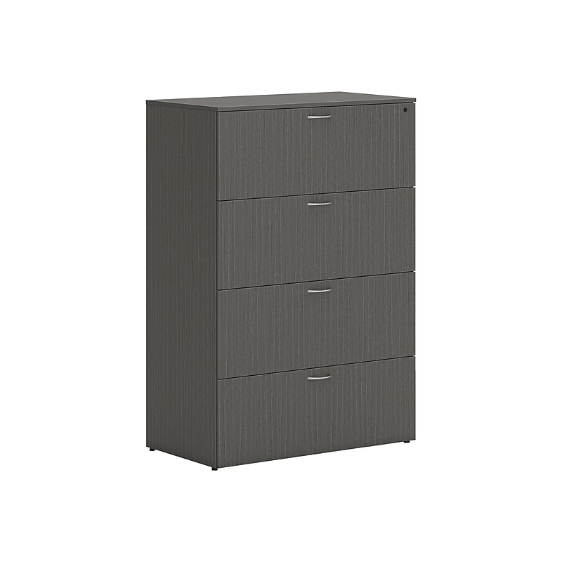 HON Mod 4-Drawer Lateral File Cabinet, Locking, Letter/Legal, Slate Teak, 36" (HLPLLF3620L4.LSL1) image 1